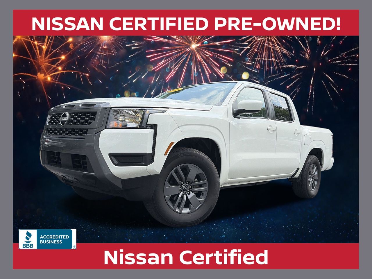 Glacier White 2025 Nissan Frontier Pickup Truck 4X2 9-Speed Automatic Overdrive