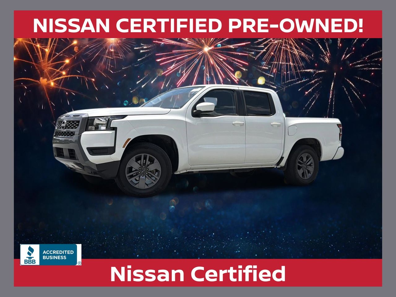 Glacier White 2025 Nissan Frontier Pickup Truck 4X2 9-Speed Automatic Overdrive
