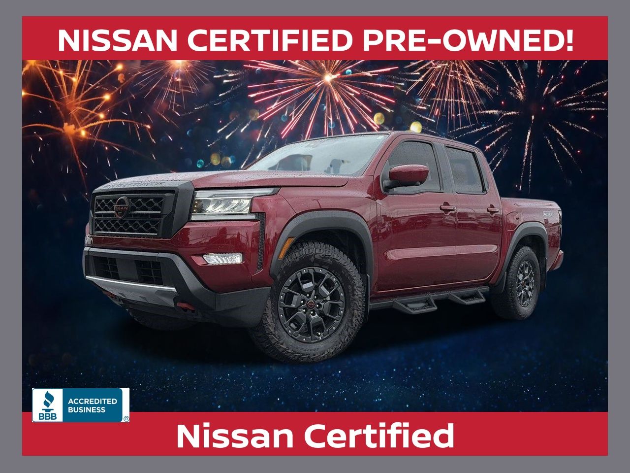 Cardinal Red Metallic Tricoat 2023 Nissan Frontier Pickup Truck 4X2 9-Speed Automatic