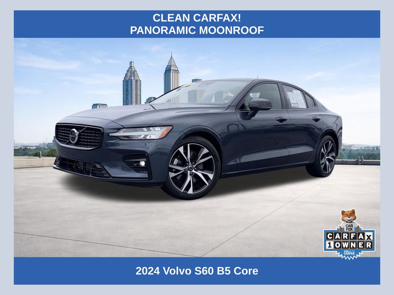 Blue 2024 Volvo S60 B5 Core Dark Theme FWD Sedan Front-Wheel Drive Automatic