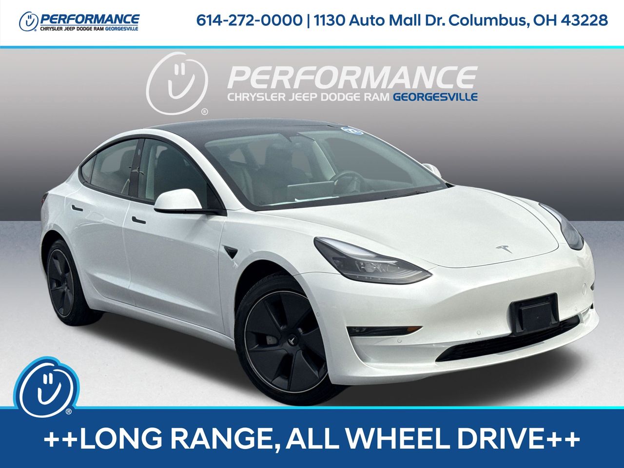 Pearl White Multi-Coat 2022 Tesla Model 3 Long Range AWD Sedan All-Wheel Drive 1-Speed Automatic