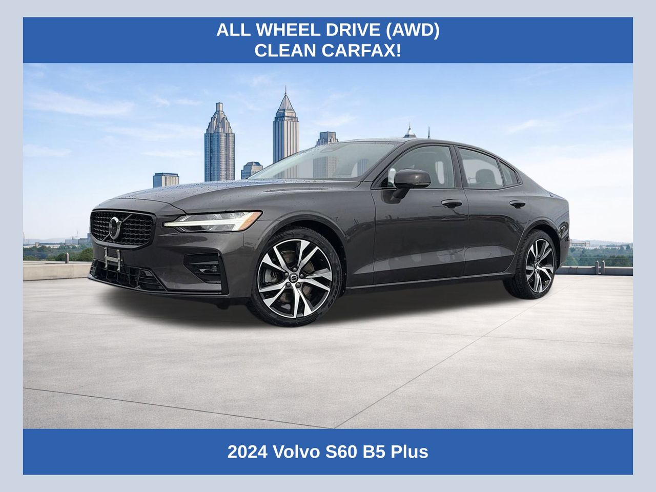 Gray 2024 Volvo S60 B5 Plus Dark Theme AWD Sedan All-Wheel Drive Automatic