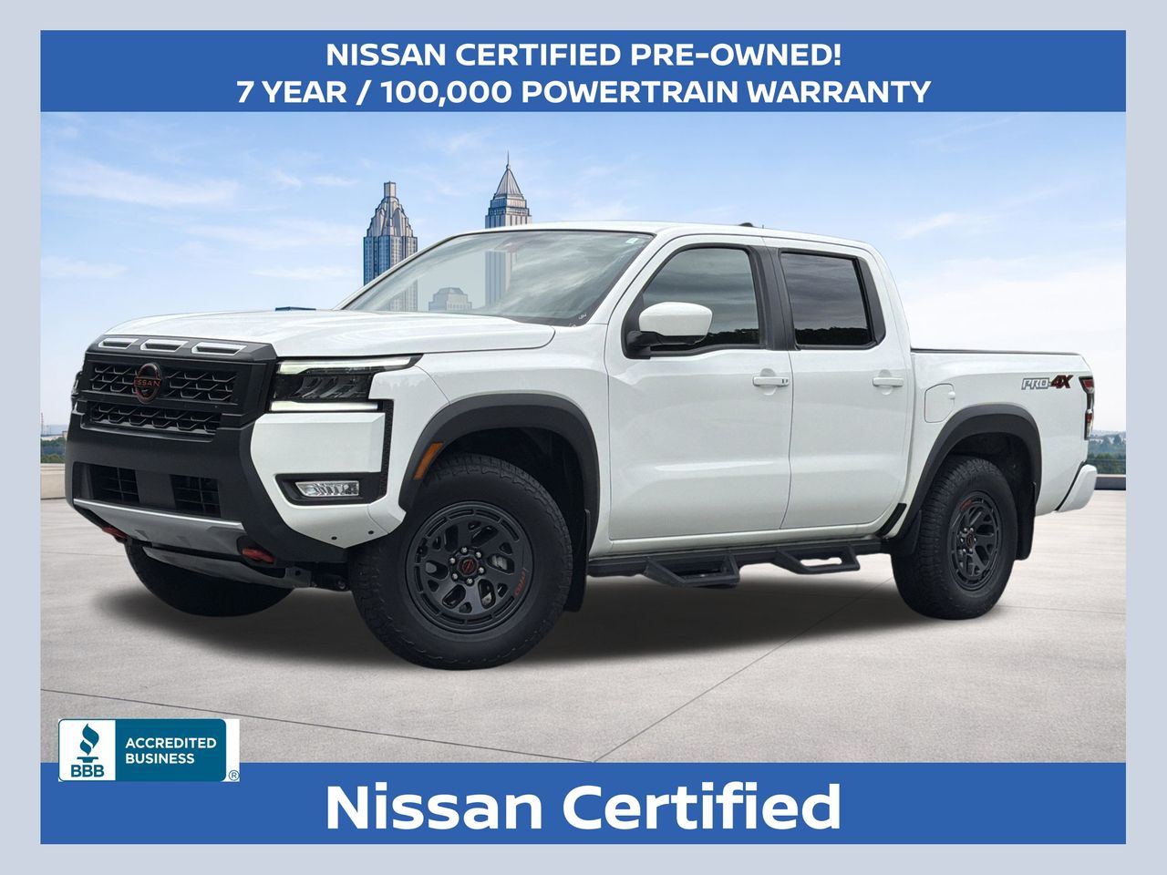 Glacier White 2026 Nissan Frontier Pickup Truck Four-Wheel Drive 9-Speed Automatic Overdrive