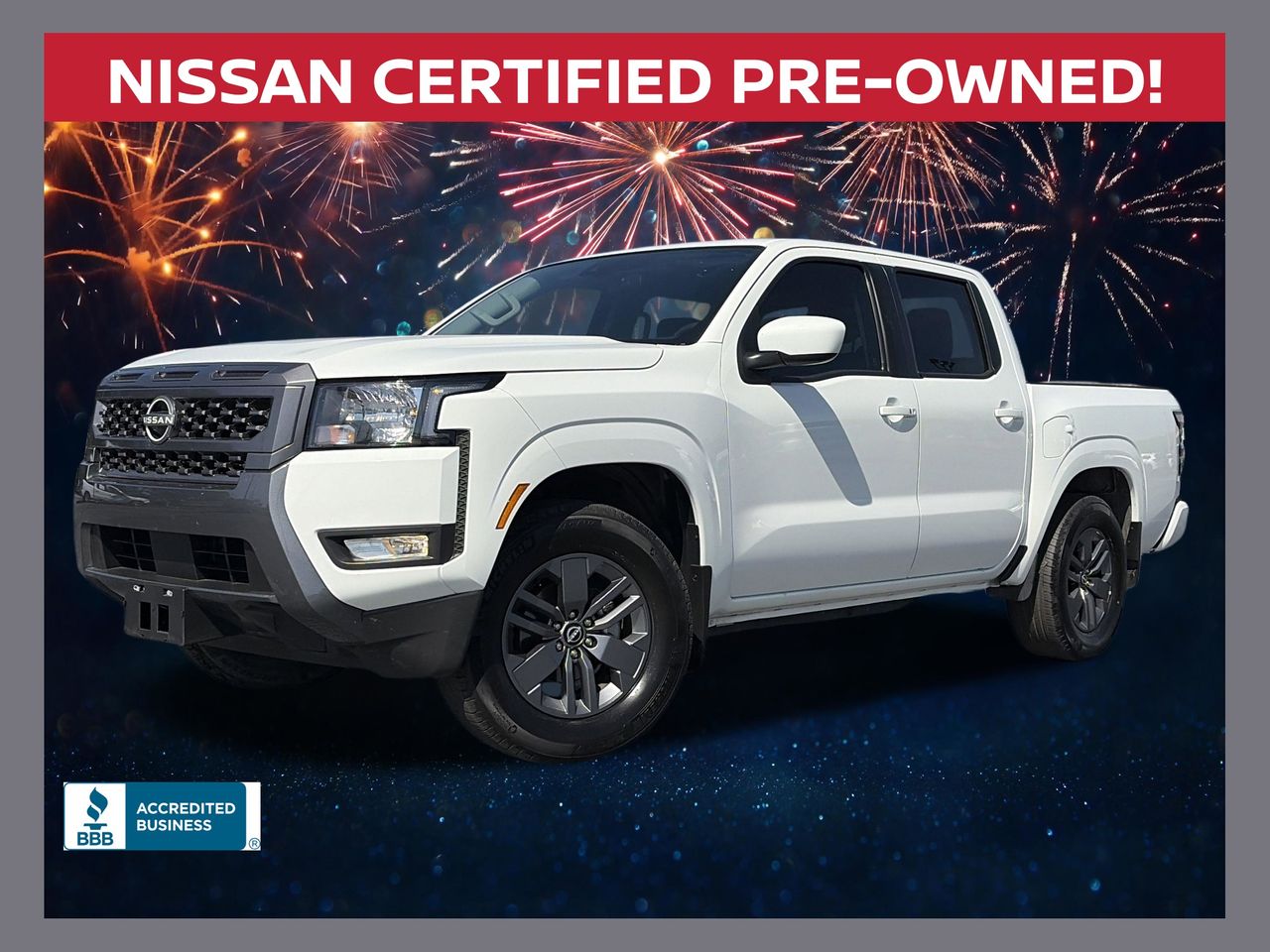 Glacier White 2025 Nissan Frontier Pickup Truck 4X2 9-Speed Automatic Overdrive