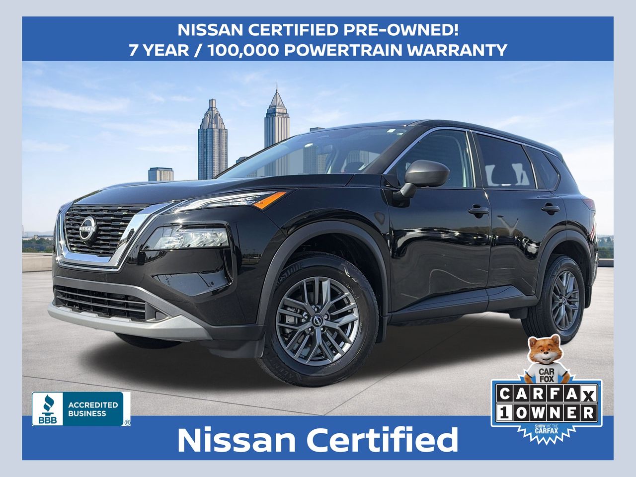 Super Black 2023 Nissan Rogue S FWD SUV / Crossover Front-Wheel Drive Continuously Variable Transmission