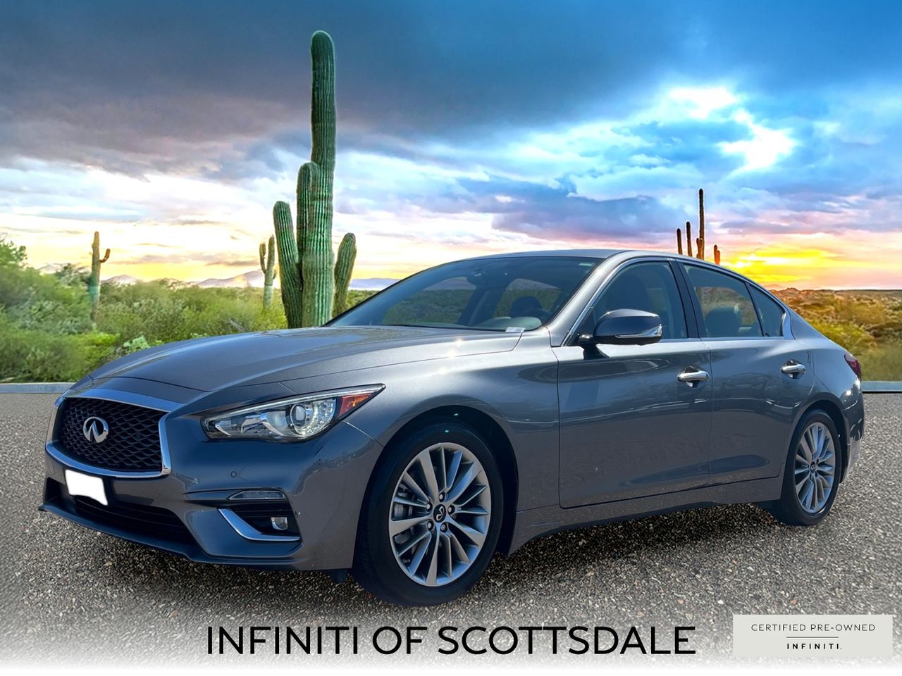Gray (Graphite Shadow) 2023 INFINITI Q50 Sedan Rear-Wheel Drive 7-Speed Automatic Overdrive