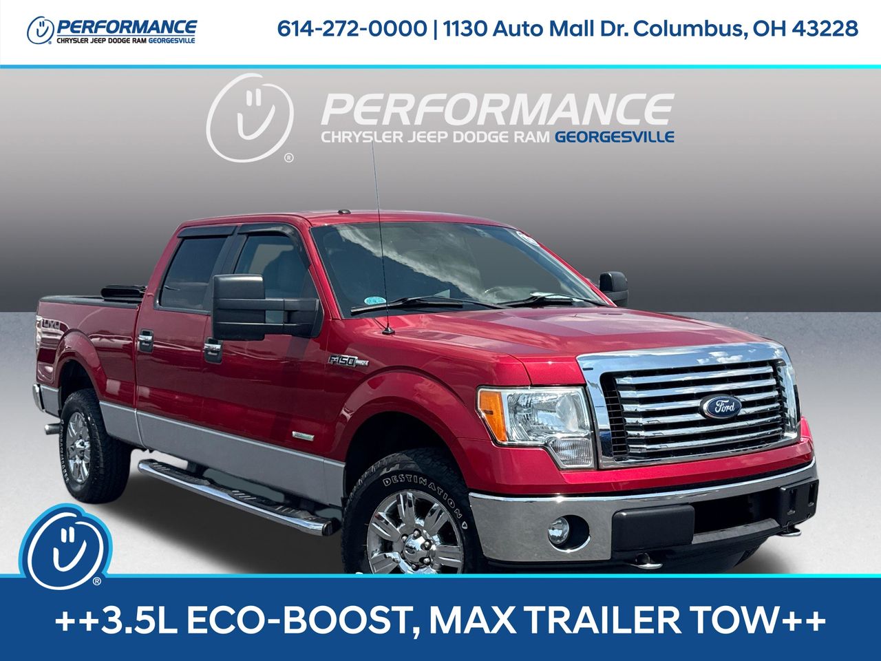 Vermillion Red 2012 Ford F-150 Pickup Truck Four-Wheel Drive 6-Speed Automatic