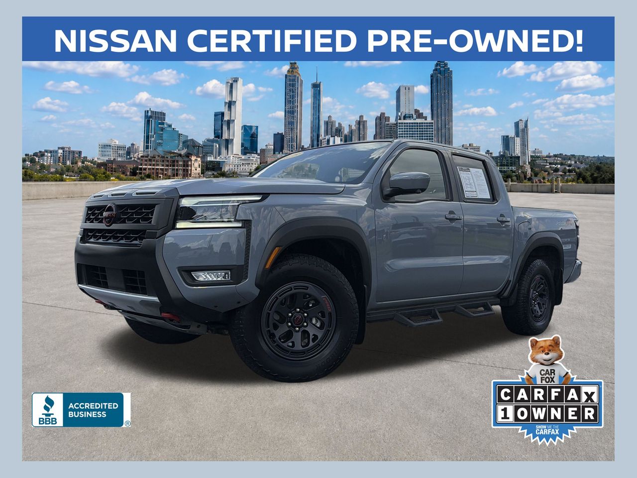 Boulder Gray Pearl 2025 Nissan Frontier Pickup Truck Four-Wheel Drive 9-Speed Automatic Overdrive