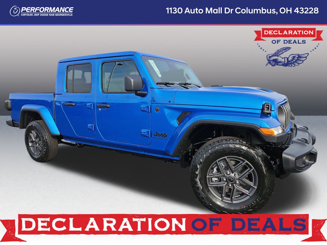 Hydro Blue 2026 Jeep Gladiator Sport S Crew Cab 4WD Pickup Truck Four-Wheel Drive 8-Speed Automatic
