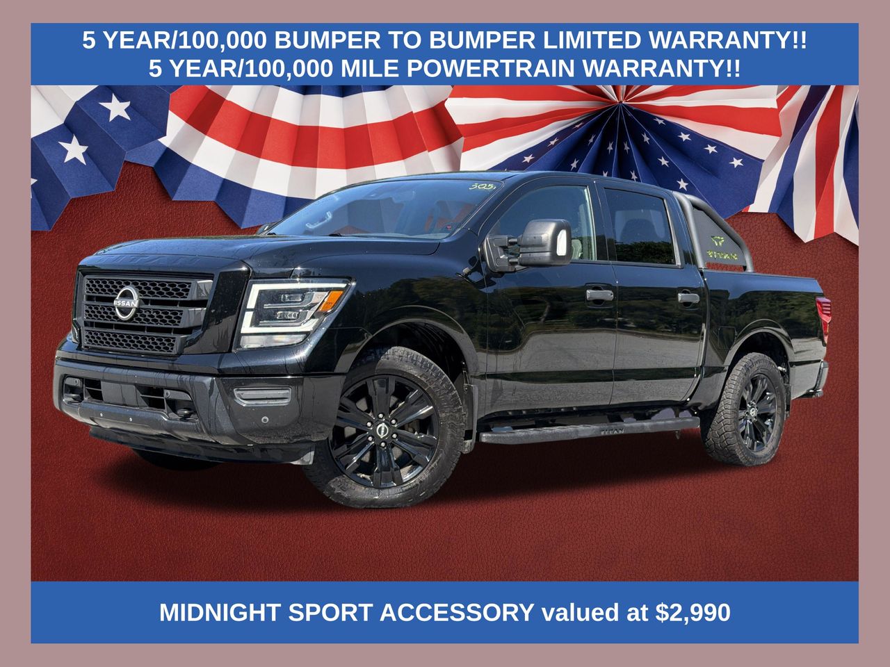 Super Black 2023 Nissan Titan Pickup Truck Four-Wheel Drive 9-Speed Automatic