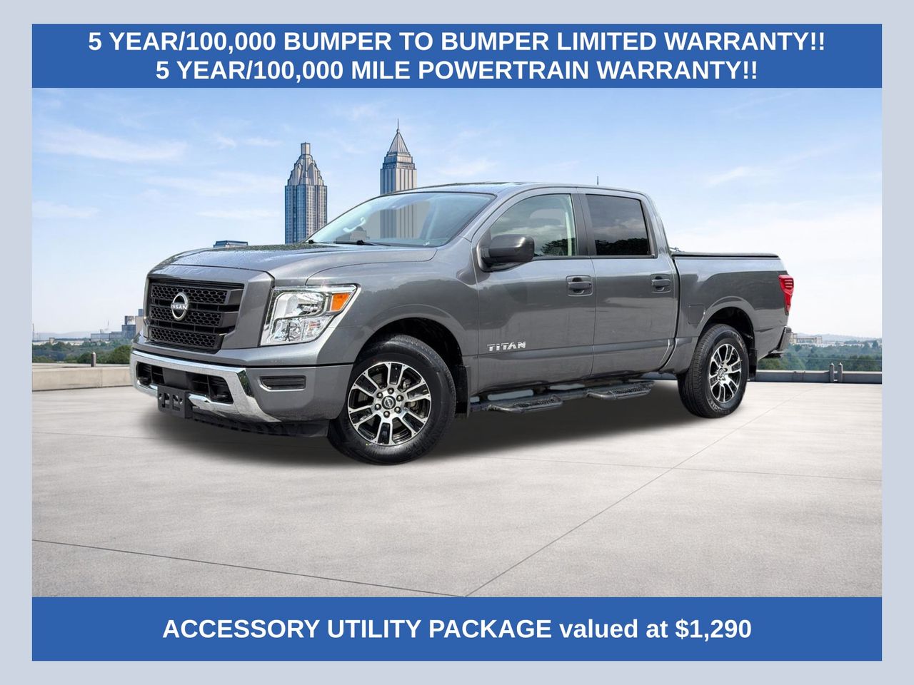 Gray (Gun Metallic) 2024 Nissan Titan Pickup Truck Four-Wheel Drive 9-Speed Automatic