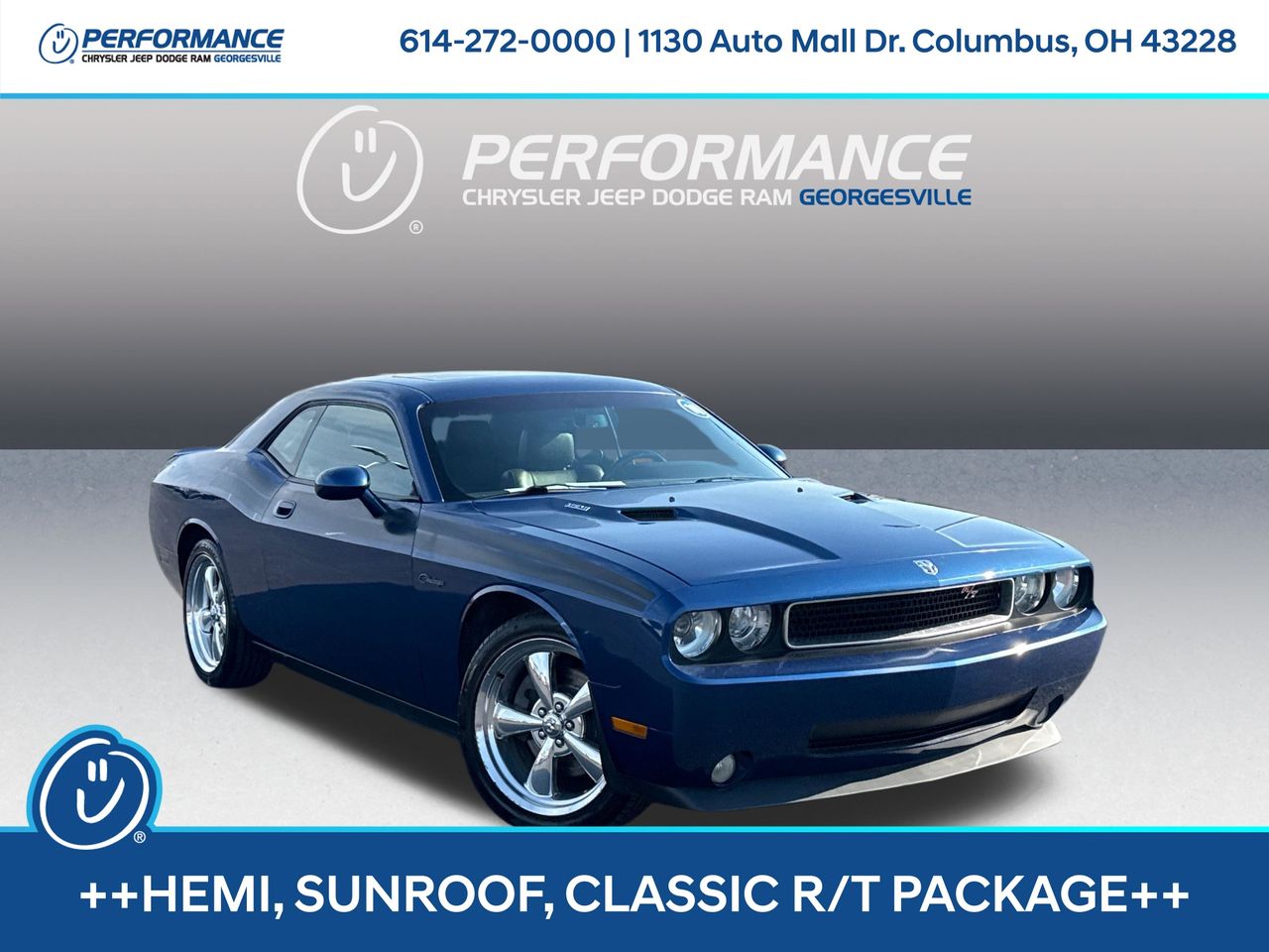Deep Water Blue Pearlcoat 2010 Dodge Challenger R/T RWD Coupe Rear-Wheel Drive 5-Speed Automatic
