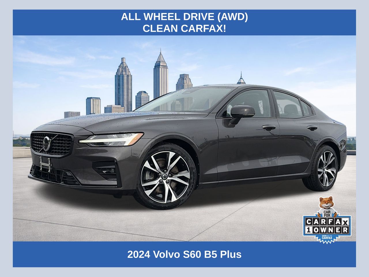 Gray 2024 Volvo S60 B5 Plus Dark Theme AWD Sedan All-Wheel Drive Automatic