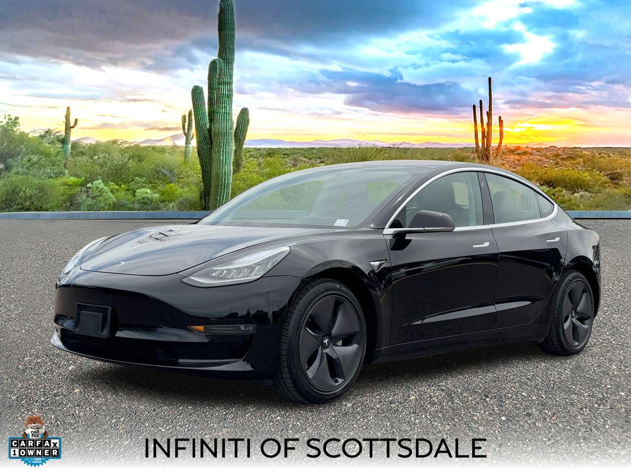 Solid Black 2018 Tesla Model 3 Long Range AWD Sedan All-Wheel Drive Continuously Variable Transmission