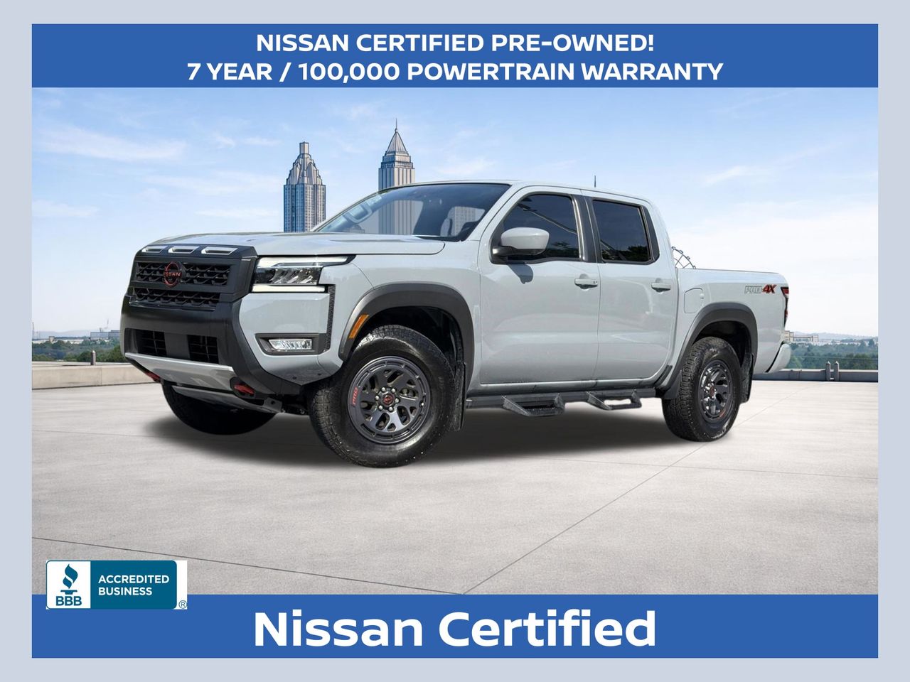 Boulder Gray Pearl 2025 Nissan Frontier Pickup Truck Four-Wheel Drive 9-Speed Automatic Overdrive