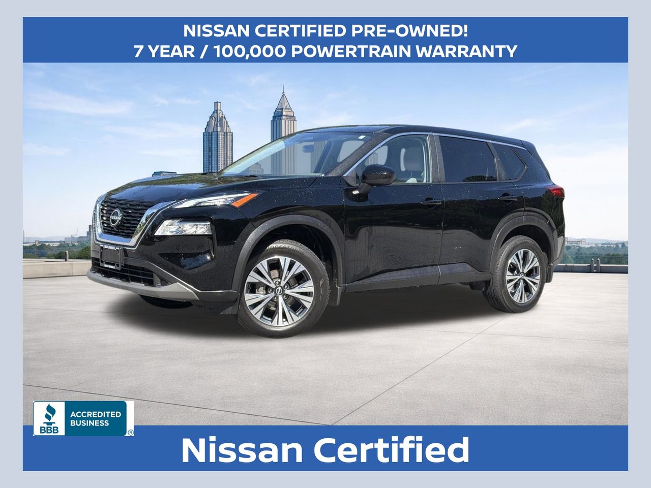 Super Black 2023 Nissan Rogue SV AWD SUV / Crossover All-Wheel Drive Continuously Variable Transmission