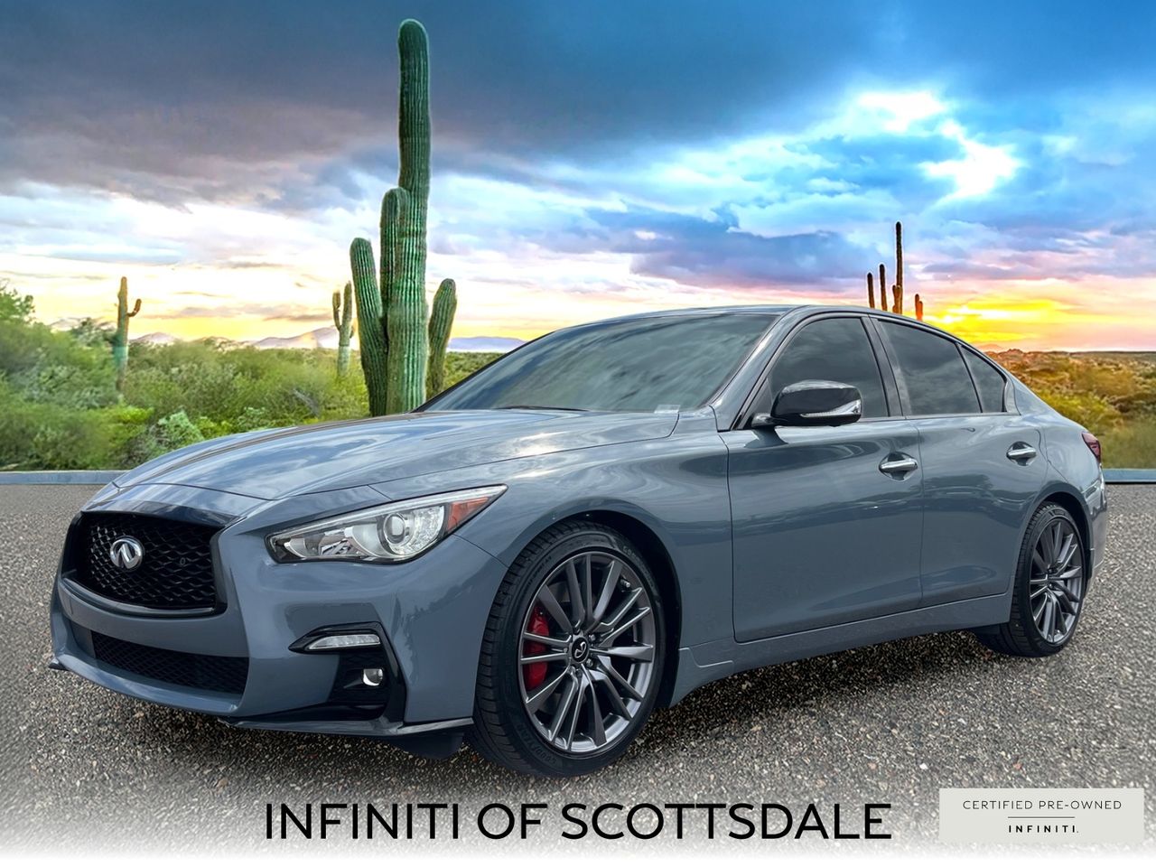 Slate Gray 2023 INFINITI Q50 Sedan Rear-Wheel Drive 7-Speed Automatic Overdrive