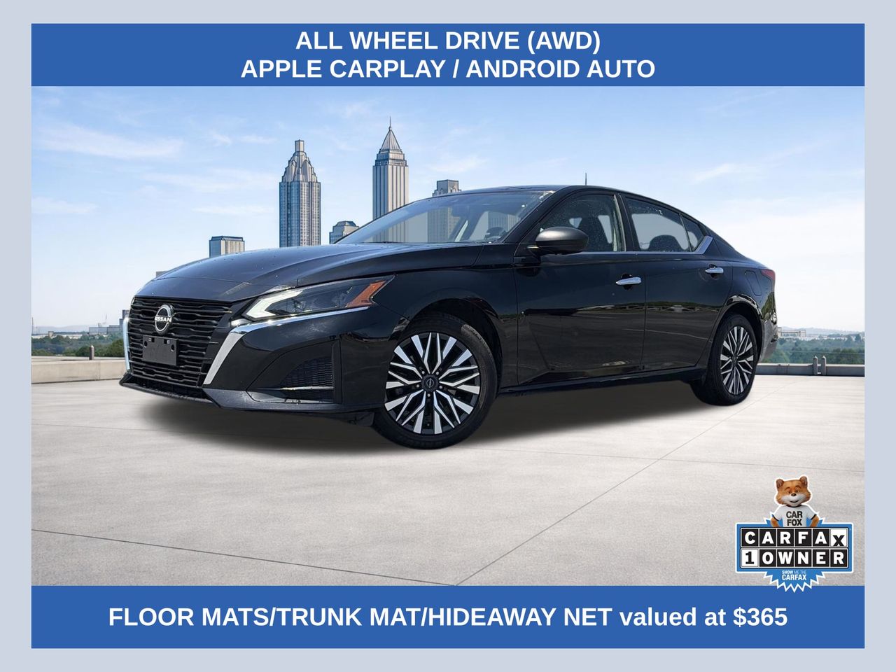 Super Black Clearcoat 2024 Nissan Altima 2.5 SV AWD Sedan All-Wheel Drive Continuously Variable Transmission
