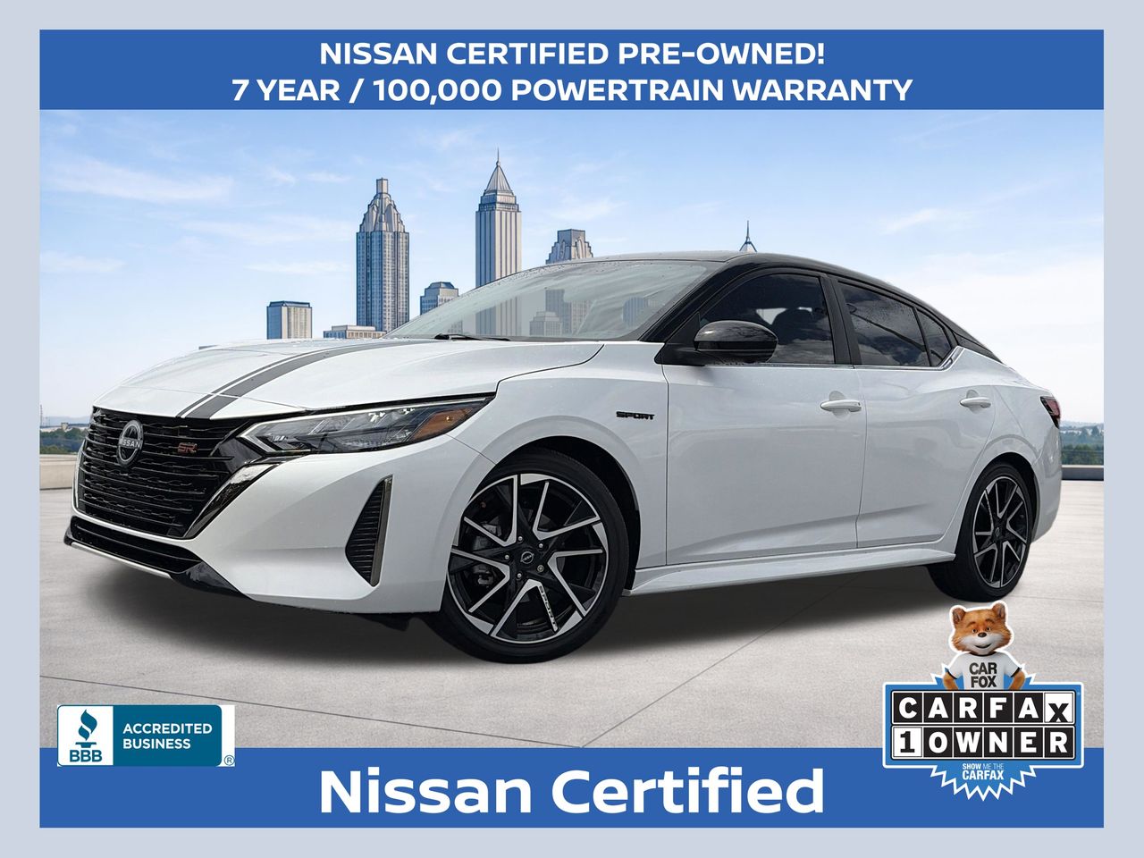 Aspen White Tricoat/Super Black 2024 Nissan Sentra SR FWD Sedan Front-Wheel Drive Continuously Variable Transmission