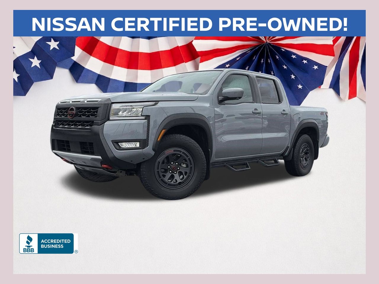 Boulder Gray Pearl 2025 Nissan Frontier Pickup Truck Four-Wheel Drive 9-Speed Automatic Overdrive
