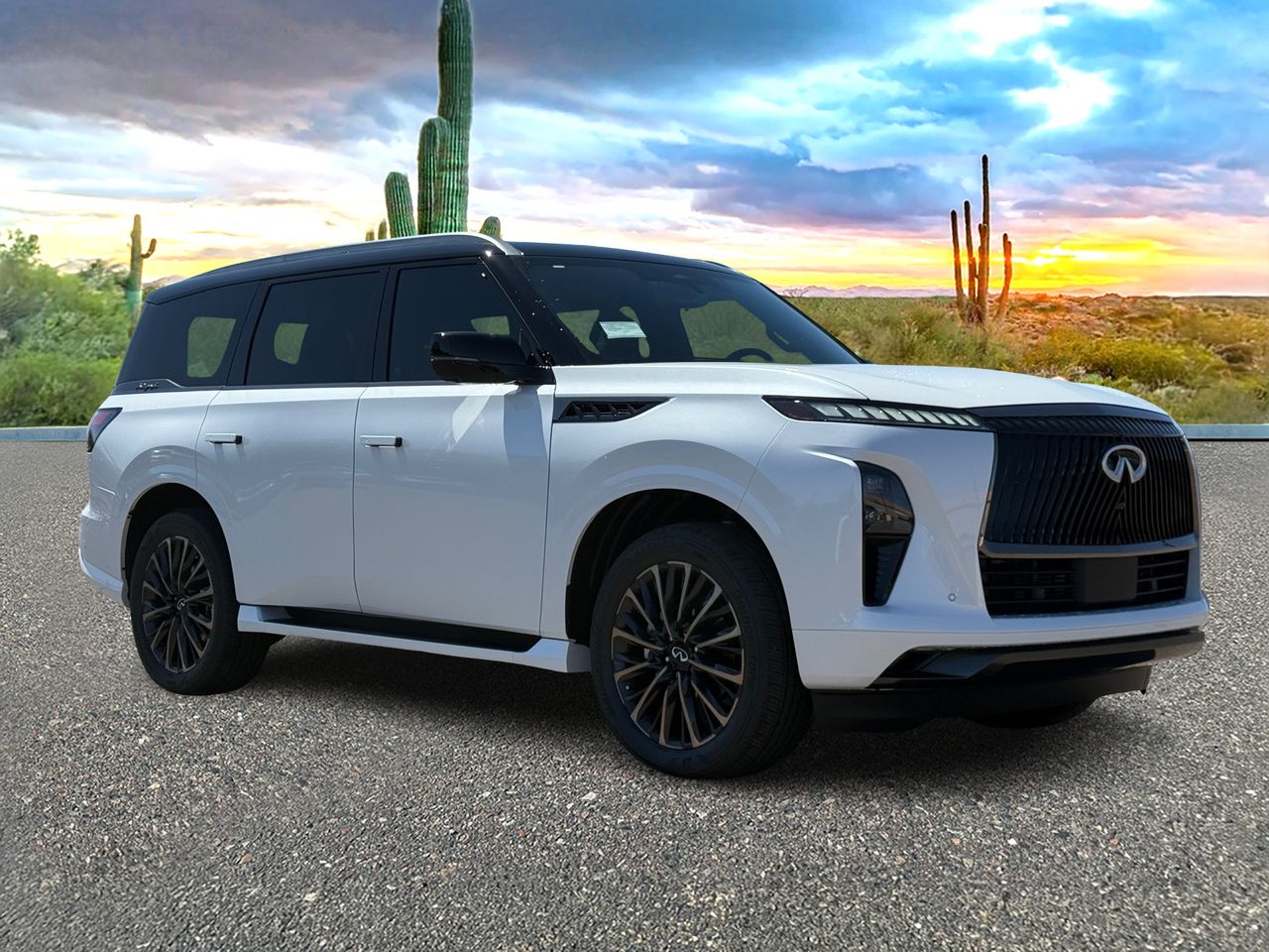 Radiant White/Black Obsidian 2026 INFINITI QX80 Autograph 4WD SUV / Crossover All-Wheel Drive 9-Speed Automatic
