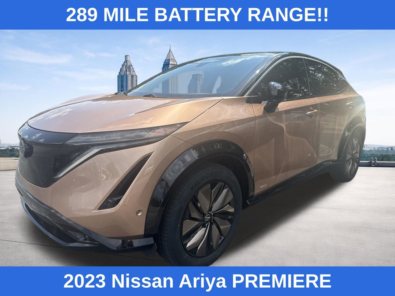 Red (Sunrise Copper Pearl/Black Diamond Pearl) 2023 Nissan Ariya Premiere FWD SUV / Crossover Front-Wheel Drive Continuously Variable Transmission