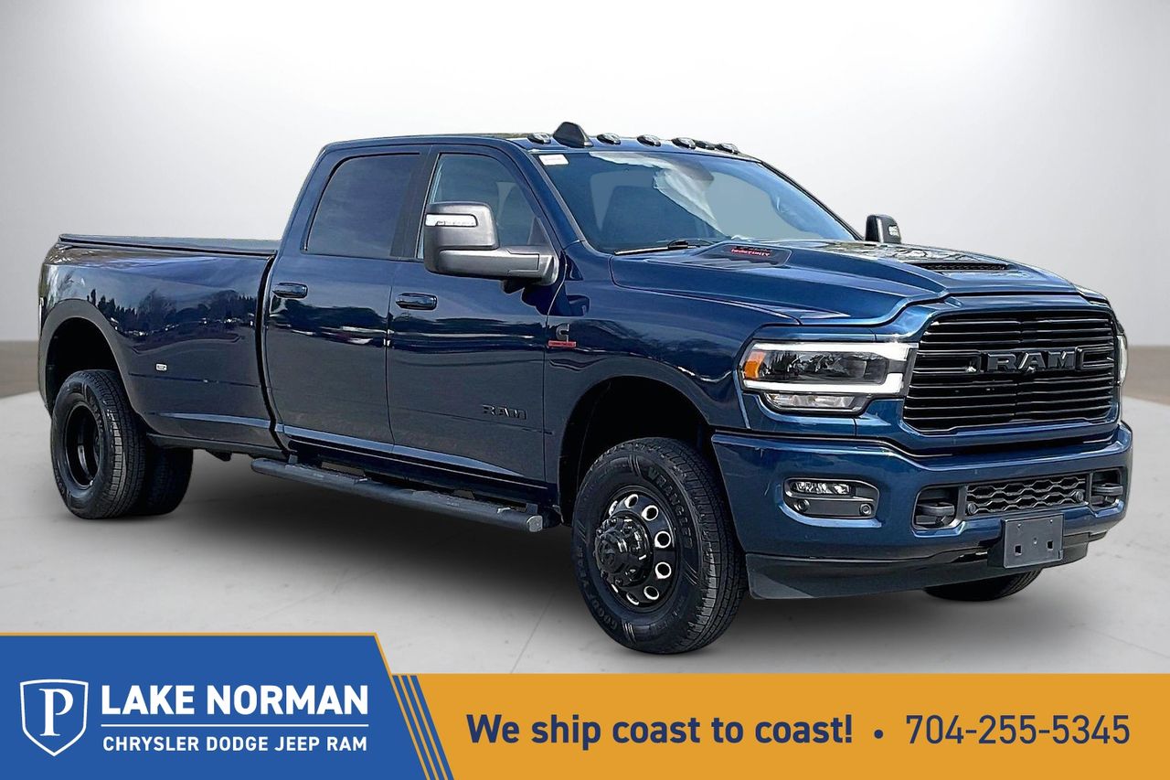 Patriot Blue Pearlcoat 2024 RAM 3500 Laramie Crew Cab LB DRW 4WD Pickup Truck Four-Wheel Drive 6-Speed Automatic