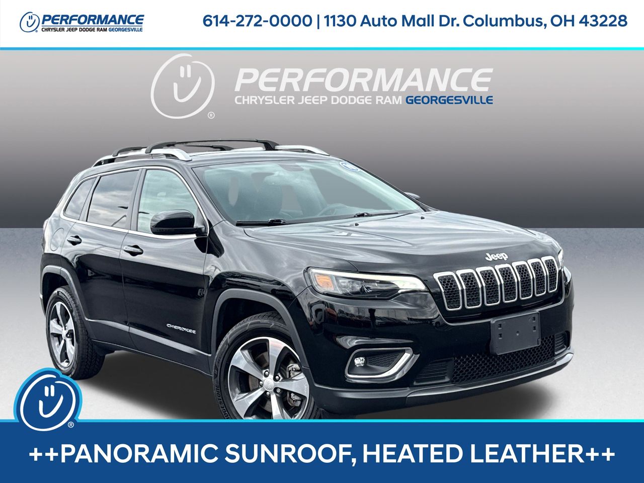 Diamond Black Crystal Pearlcoat 2019 Jeep Cherokee Limited 4WD SUV / Crossover Four-Wheel Drive 9-Speed Automatic