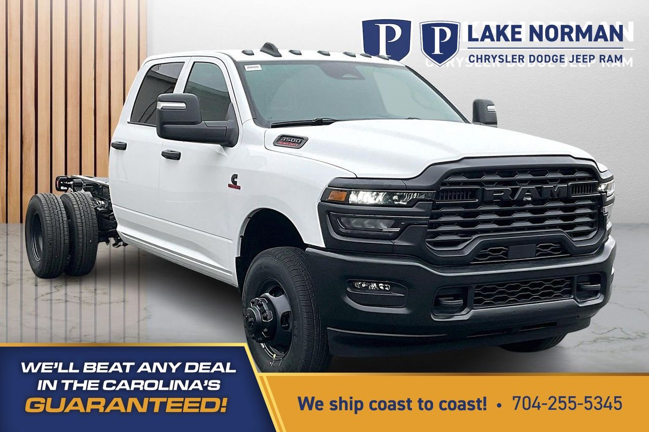 Bright White Clearcoat 2026 RAM 3500 Chassis Tradesman Crew Cab LB DRW 4WD Pickup Truck Four-Wheel Drive 8-Speed Automatic