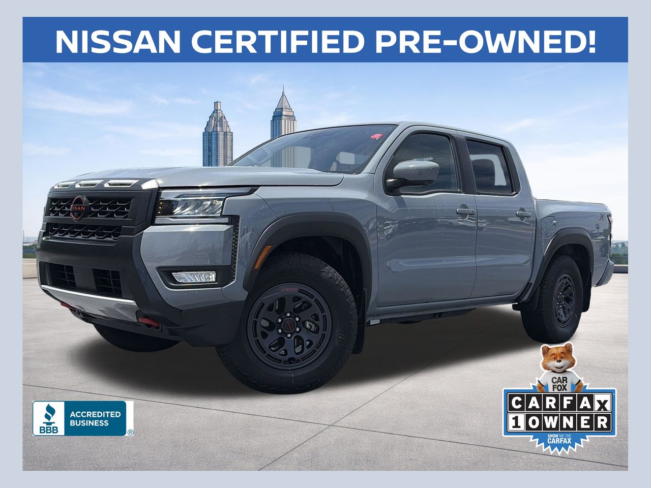 Boulder Gray Pearl 2025 Nissan Frontier PRO-X Crew Cab RWD Pickup Truck 4X2 9-Speed Automatic Overdrive