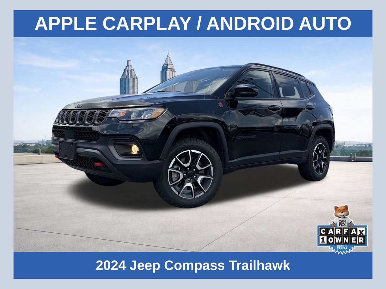 Diamond Black Crystal Pearlcoat 2024 Jeep Compass SUV / Crossover Four-Wheel Drive 8-Speed Automatic