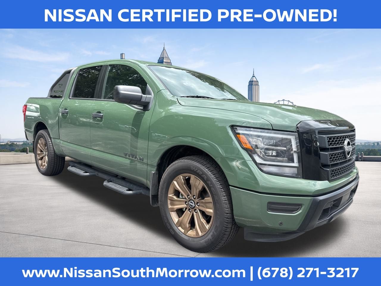 Tactical Green Metallic 2024 Nissan Titan SV Crew Cab RWD Pickup Truck 4X2 9-Speed Automatic