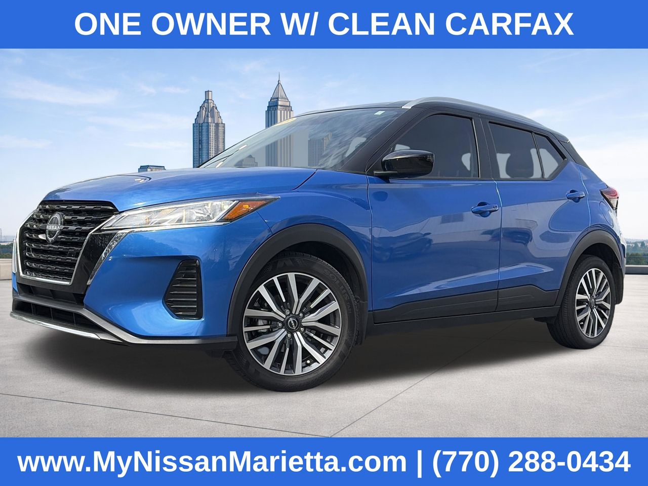 Electric Blue Metallic/Super Black 2023 Nissan Kicks SV FWD SUV / Crossover Front-Wheel Drive Continuously Variable Transmission