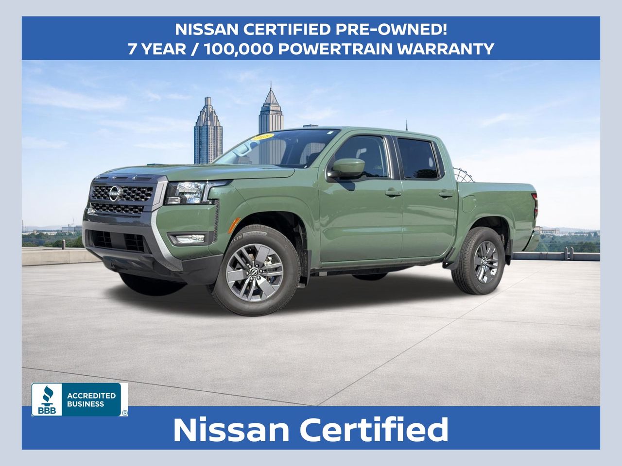 Tactical Green Metallic 2025 Nissan Frontier Pickup Truck 4X2 9-Speed Automatic Overdrive