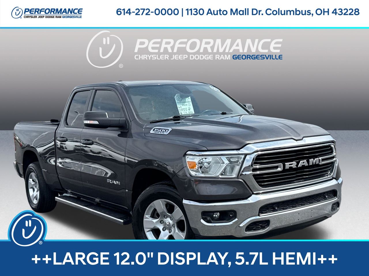 Gray (Granite Crystal Metallic Clearcoat) 2021 RAM 1500 Big Horn Quad Cab 4WD Pickup Truck Four-Wheel Drive 8-Speed Automatic