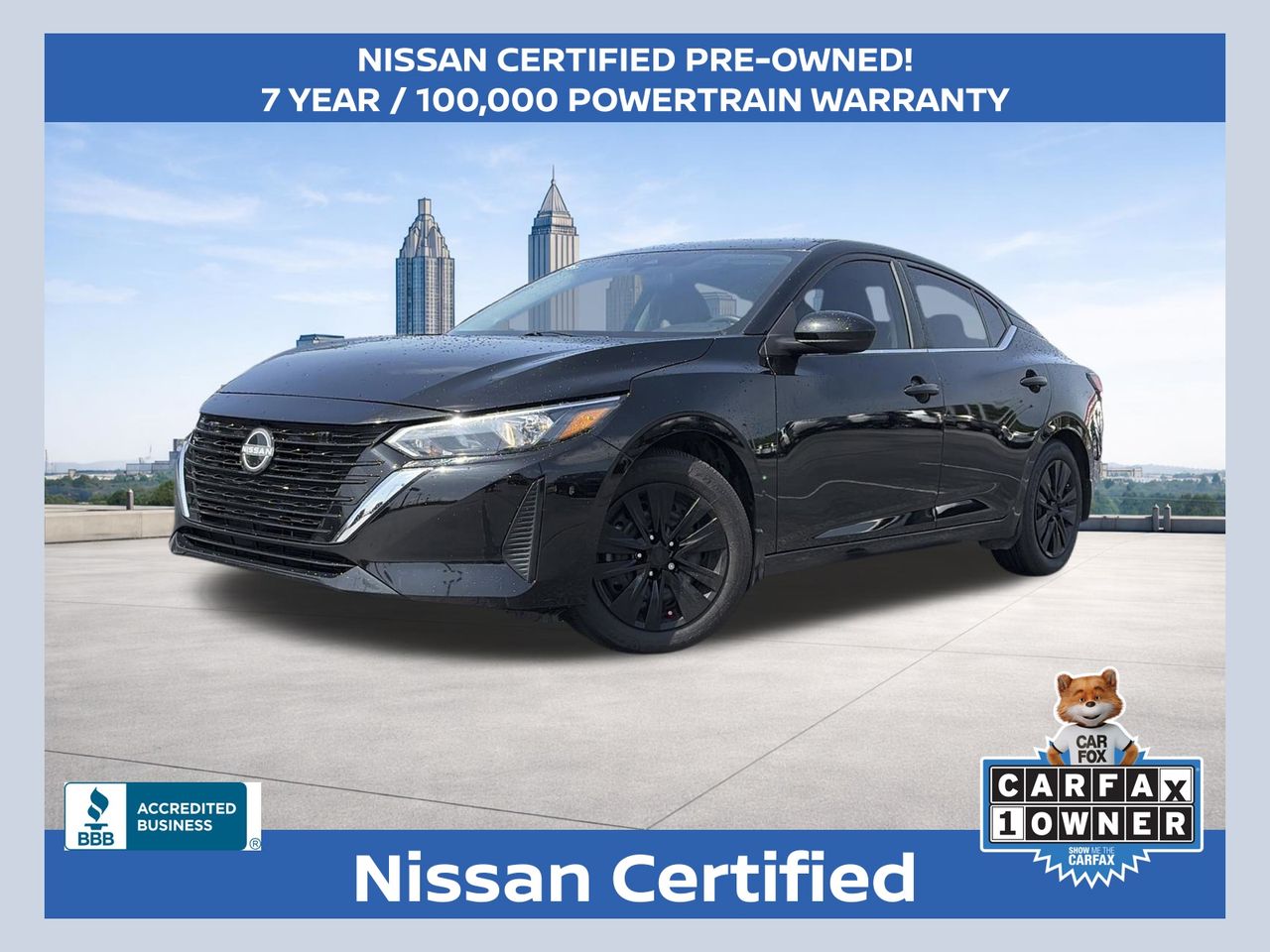 Super Black 2025 Nissan Sentra S FWD Sedan Front-Wheel Drive Continuously Variable Transmission