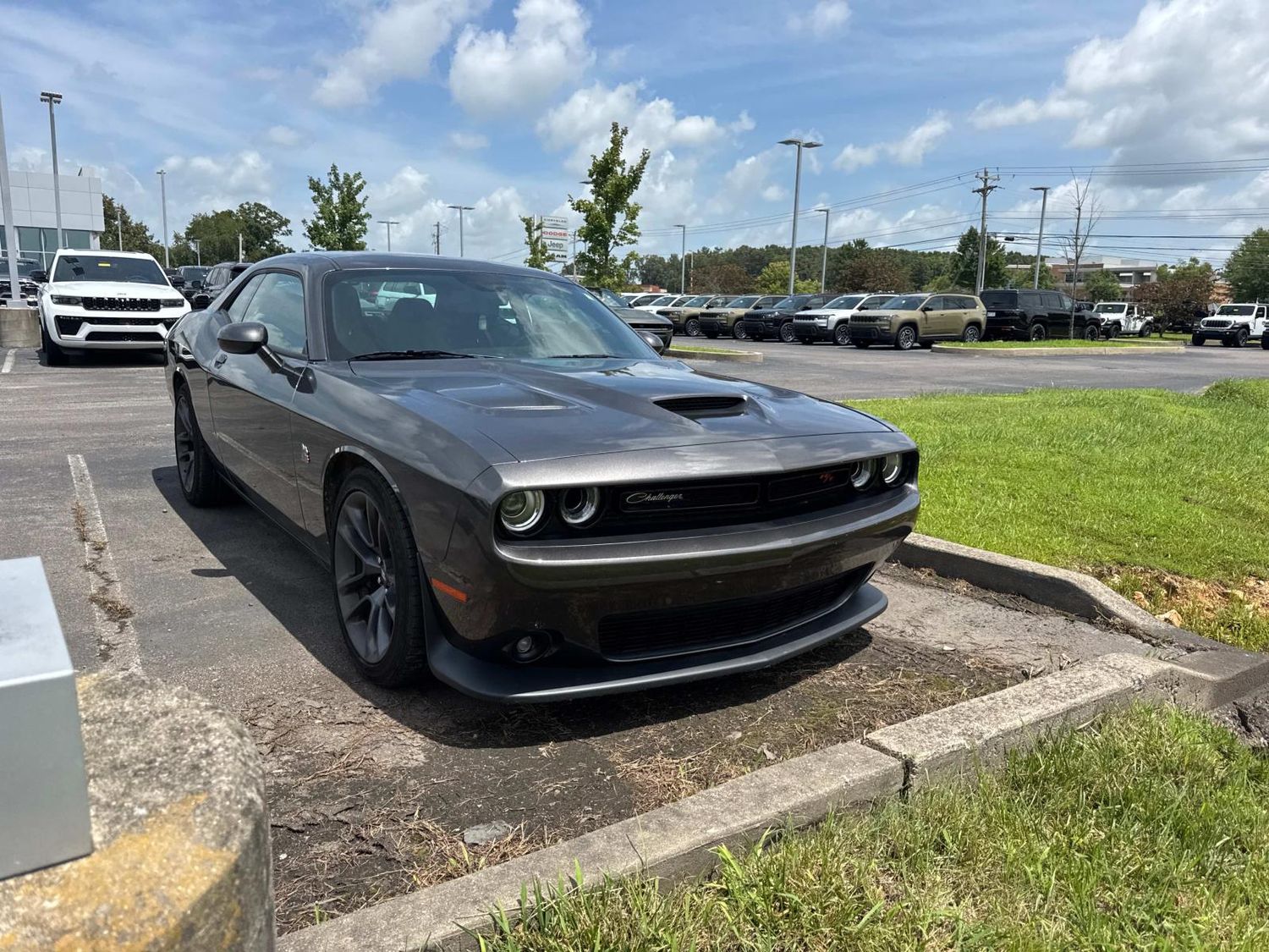 Gray (Granite Crystal Metallic Clearcoat) 2023 Dodge Challenger Coupe Rear-Wheel Drive 6-Speed Manual