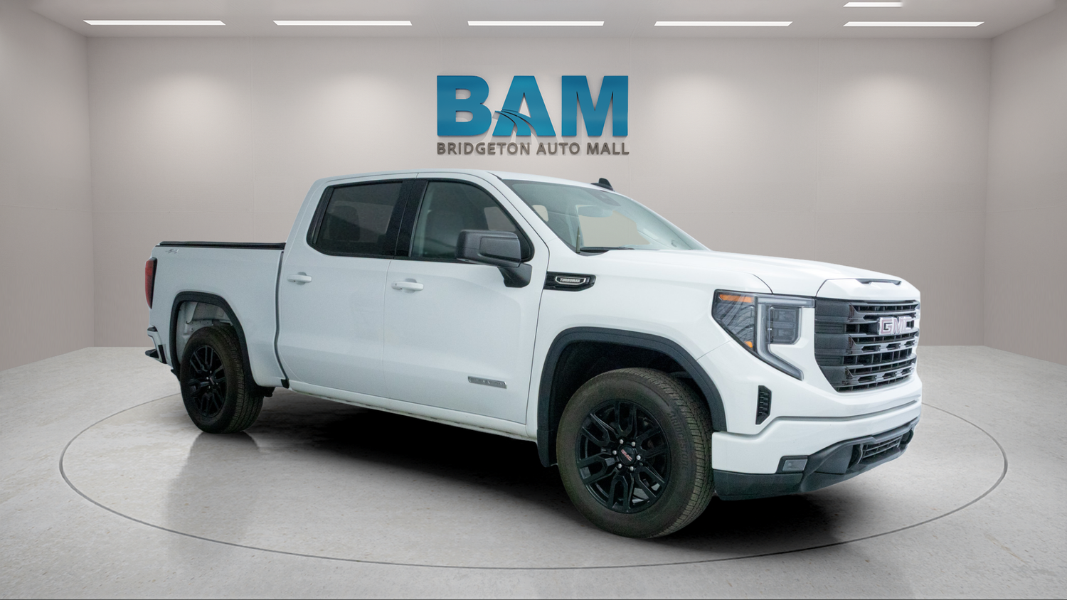Summit White 2024 GMC Sierra 1500 Elevation Standard Crew Cab 4WD Pickup Truck Four-Wheel Drive 8-Speed Automatic