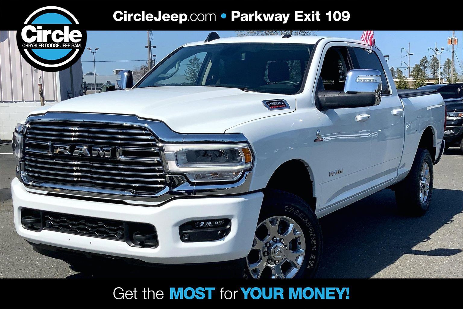 Bright White Clearcoat 2024 RAM 2500 Laramie Crew Cab 4WD Pickup Truck Four-Wheel Drive 6-Speed Automatic