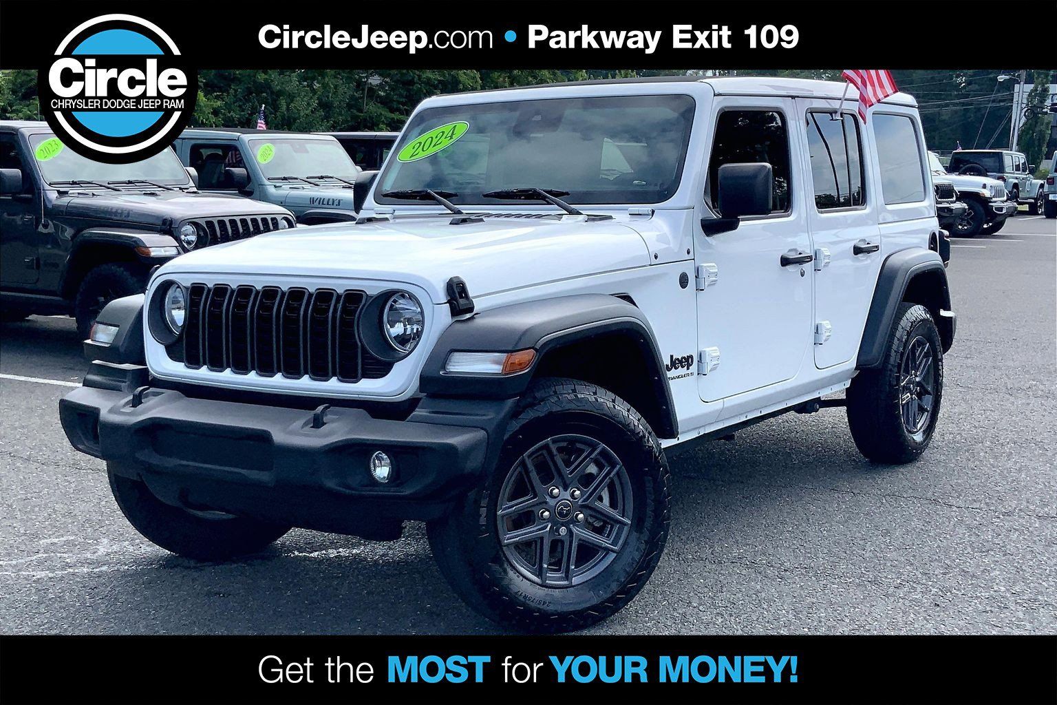 Bright White Clearcoat 2024 Jeep Wrangler Sport S 4-Door 4WD SUV / Crossover Four-Wheel Drive 8-Speed Automatic
