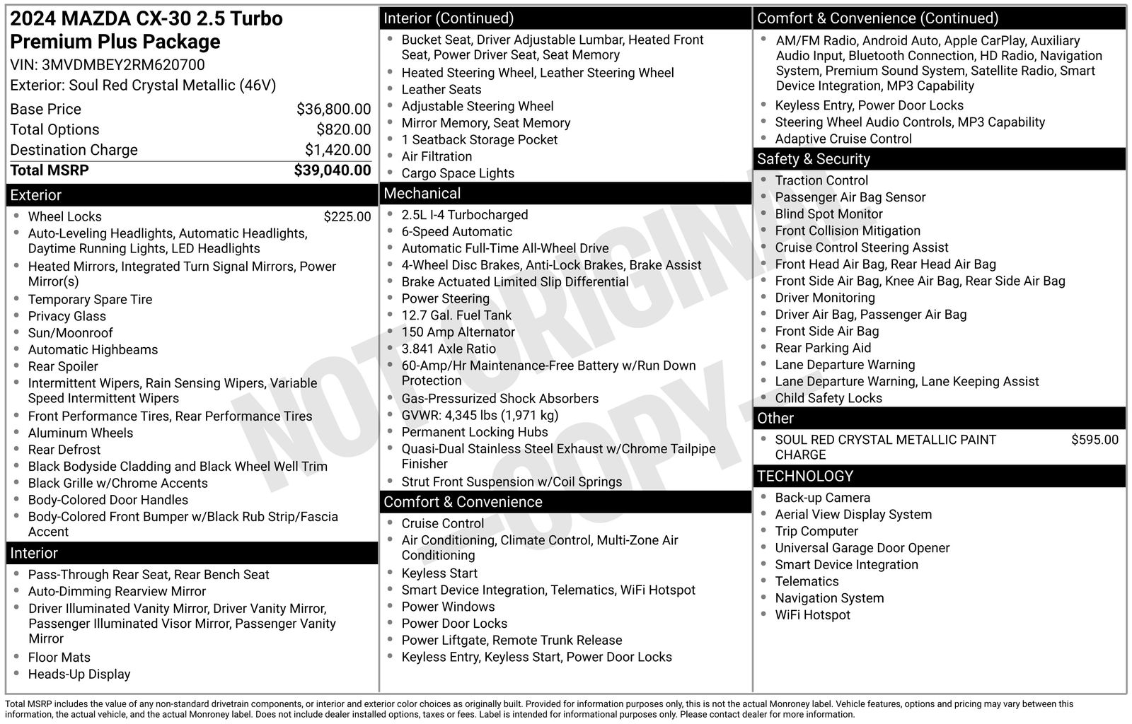 Used Car 2024 Mazda Cx-30  2.5 Turbo Premium Plus Package For Sale Under $30,000 In Austin, Texas