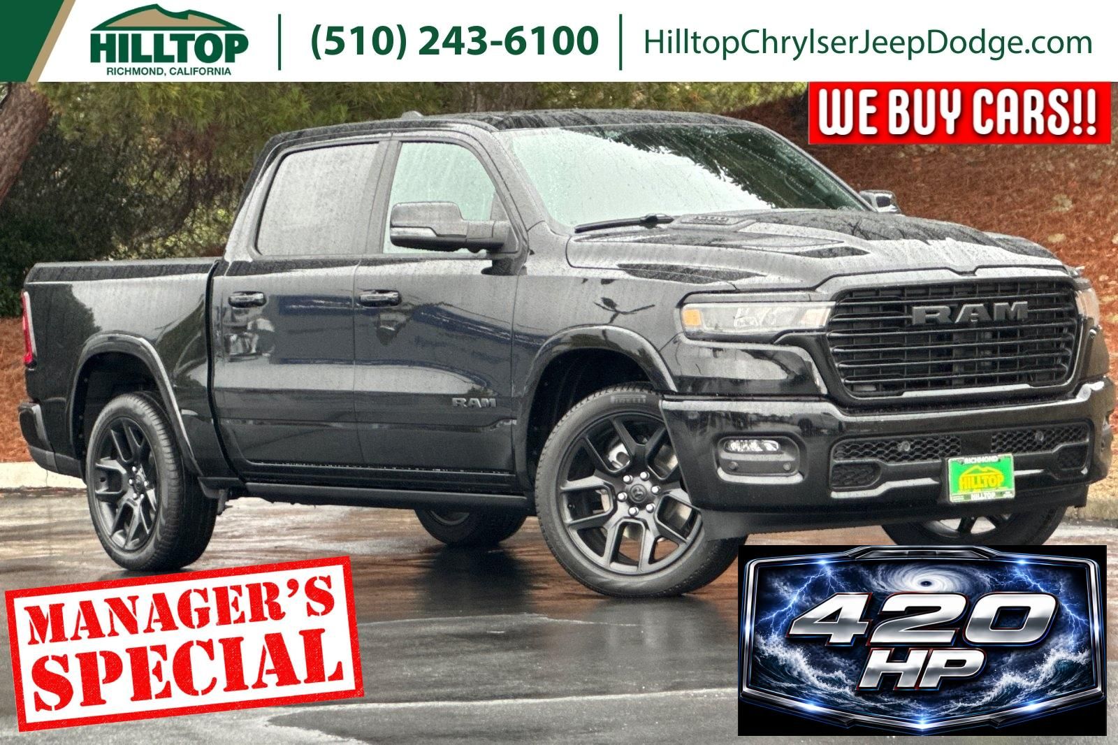 Diamond Black 2026 RAM 1500 Laramie Crew Cab 4WD Pickup Truck Four-Wheel Drive 8-Speed Automatic