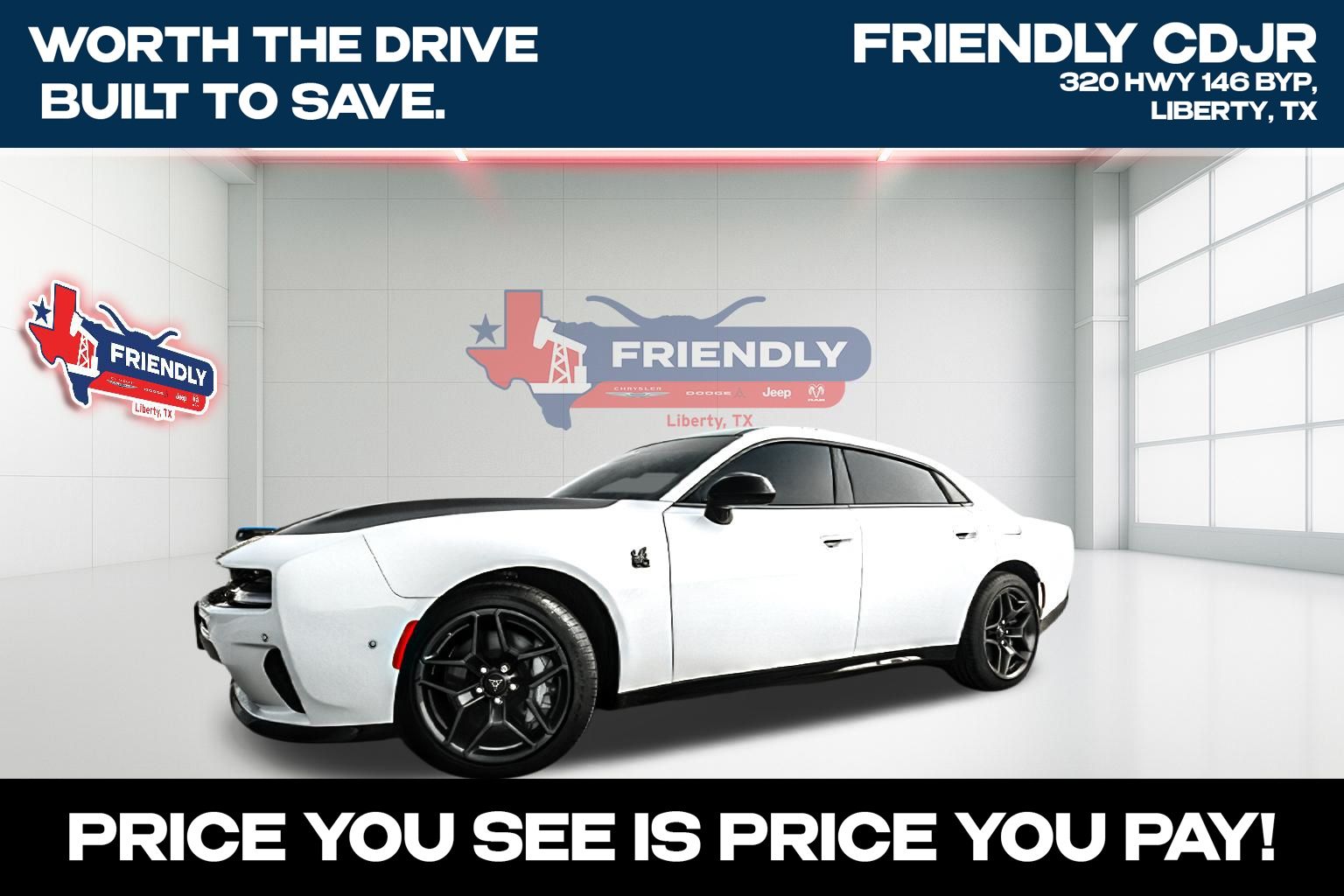 Bright White Clearcoat 2026 Dodge Charger Sedan All-Wheel Drive 8-Speed Automatic