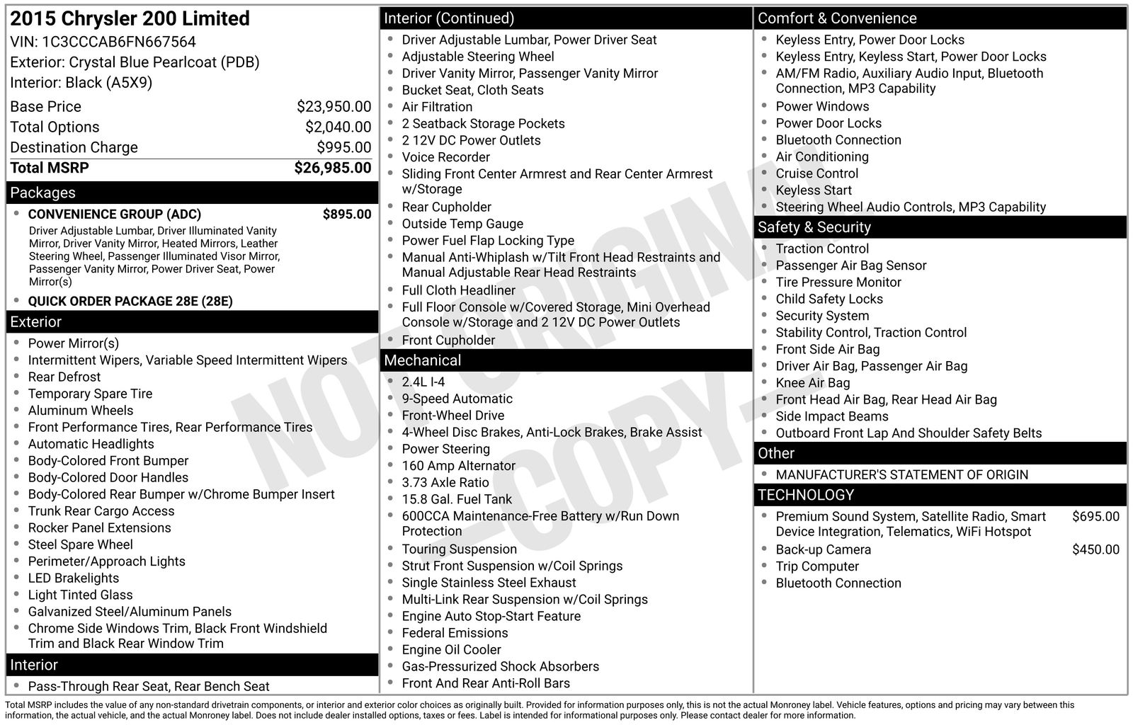 Used Car 2015 Chrysler 200  Limited For Sale Under $10,000 In Austin, Texas