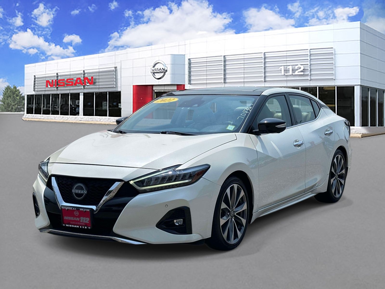 Pearl White 2022 Nissan Maxima Sedan Front-Wheel Drive Continuously Variable Transmission