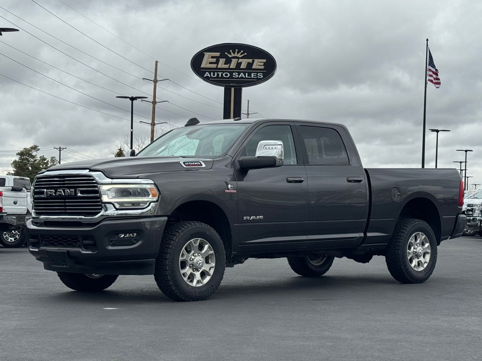 Gray (Granite Crystal Metallic Clearcoat) 2024 RAM 2500 Laramie Crew Cab 4WD Pickup Truck Four-Wheel Drive 6-Speed Automatic