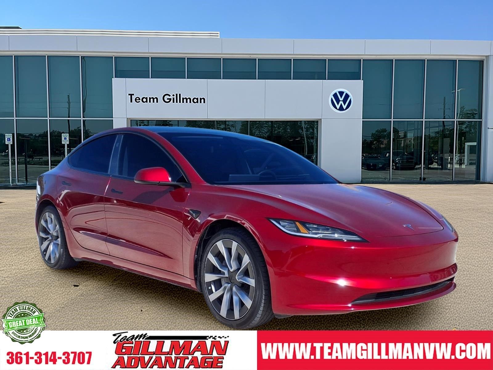 Ultra Red 2024 Tesla Model 3 Long Range AWD Sedan All-Wheel Drive 1-Speed Automatic