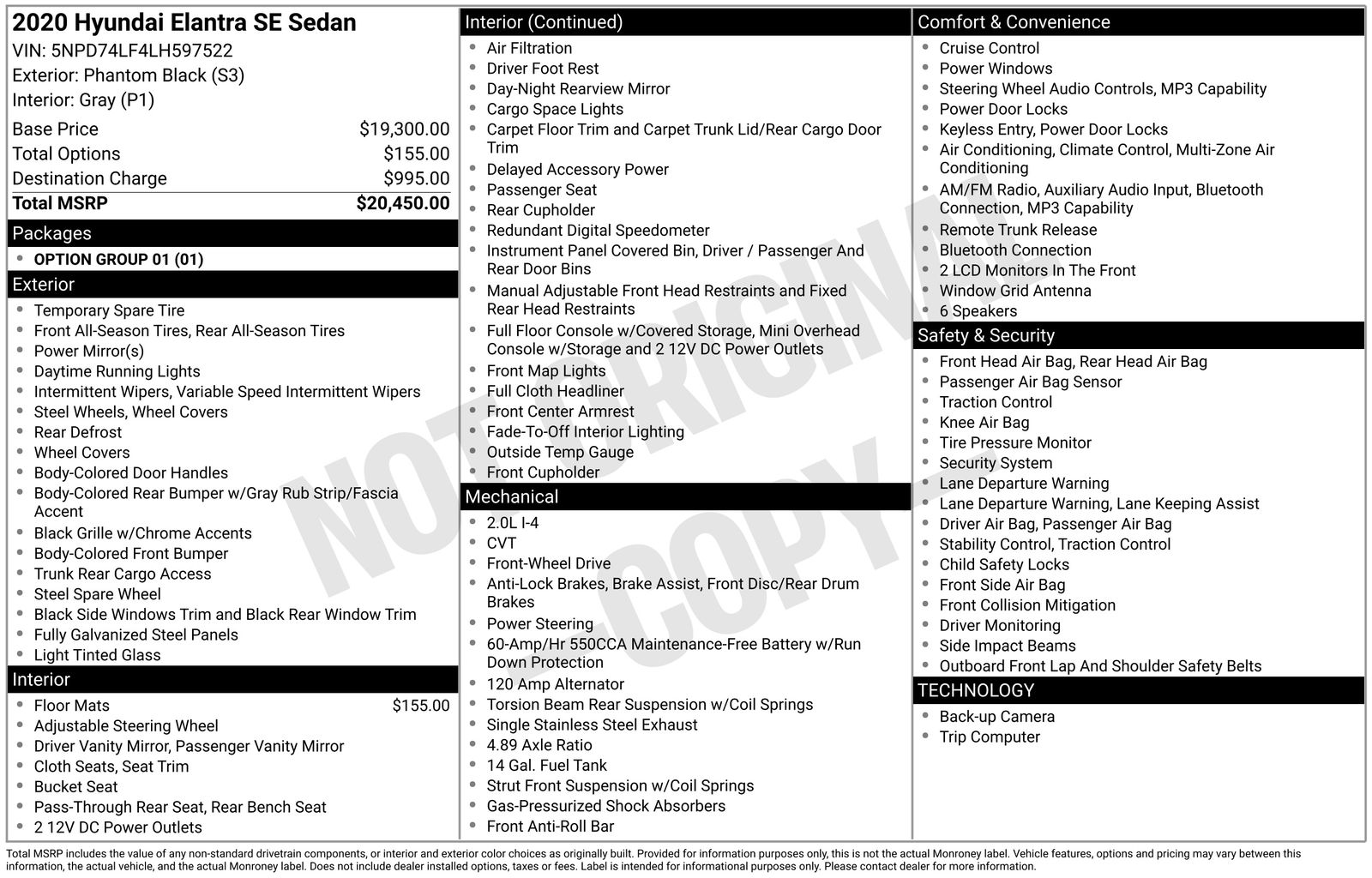 Used Car 2020 Hyundai Elantra  Se For Sale Under $15,000 In Austin, Texas