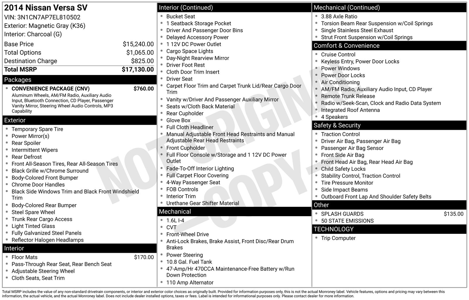 Used Car 2014 Nissan Versa  1.6 Sv For Sale Under $10,000 In Austin, Texas