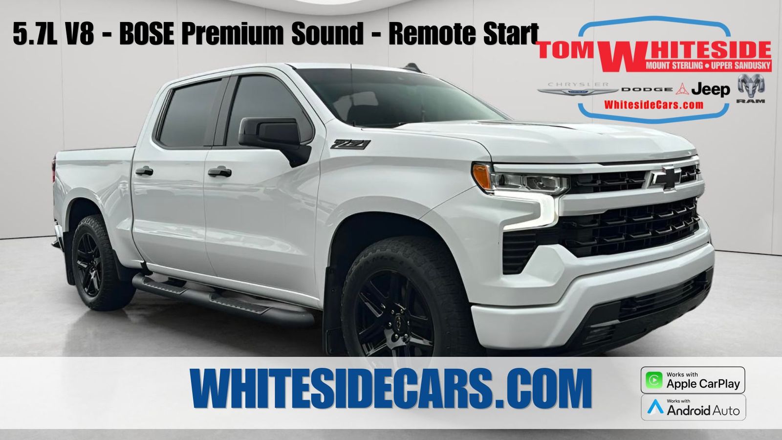 Summit White 2023 Chevrolet Silverado 1500 RST Crew Cab 4WD Pickup Truck Four-Wheel Drive Automatic